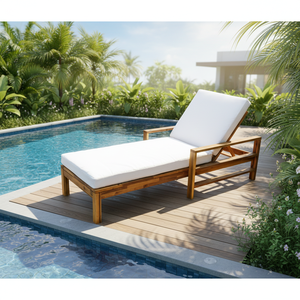 Chaises longues <span class=keywords><strong>de</strong></span> piscine U_Style modernes et écologiques <span class=keywords><strong>en</strong></span> <span class=keywords><strong>bois</strong></span> <span class=keywords><strong>d</strong></span>'acacia avec dossier réglable, coussins, pour jardins extérieurs, terrasses, chaises longues <span class=keywords><strong>de</strong></span> <span class=keywords><strong>jardin</strong></span> - Product Image 4