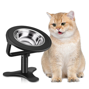Gamelles surélevées pour chat Support réglable pour gamelles pour chat bols surélevés antidérapants en acier inoxydable avec inclinaison de 15 ° pour animaux de compagnie et chiot - Product Image 1