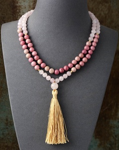 Collier Malas Bohème 108 Perles en Améthyste et Strass, Longue Pampille Spirituelle, Fait Main, pour Amoureux, Yoga, Perles de 8mm - Product Image 5