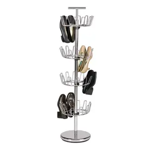 Aangepaste Winkel Thuis Slipper Casual Schoenen Opbergrek Vrouwen Leren Hoge Hakken Schoenen Metalen Draaiende Display Stand