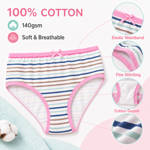 Mutandine per Bambine 100% Cotone Morbide Lavabili Traspiranti 140 GSM Stampe Gatto Unicorno Taglie 2 3 4 6 8 Ingrosso OEM ODM - Product Image 5