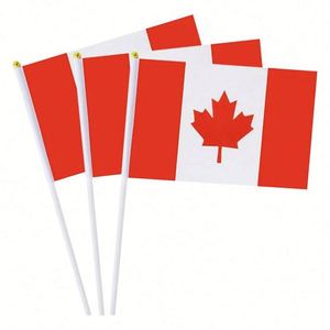 Wholesale Polyester National Canada Waving Flag Canadian <b>Small</b> Stick Mini Hand Held Flag - Product Image 1