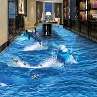 Autocollants antidérapants Creative Saut Dauphin Photo Papier Peint 3d Plancher Mural Amovible Autocollant De Sol