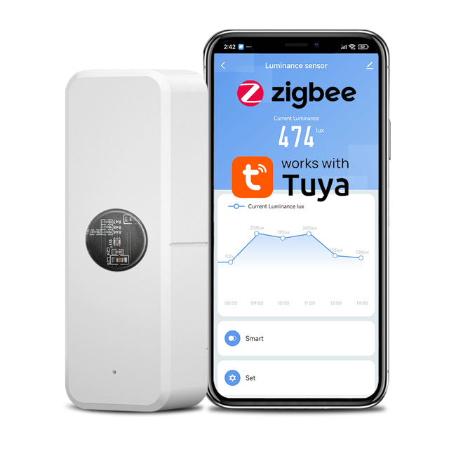 Tuya Zigbee Light Sensor Support OEM/ODM Create a Smart Scene with Tuya Blub Curtain Switch Need Work with Zigbee Gateway
