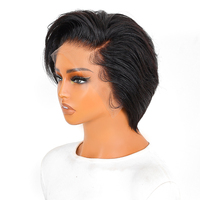 Perruques en cheveux humains brésiliens, directement de l'usine, pour coupes courtes Pixie, avec dentelle HD et raie en T, différents styles pour femmes