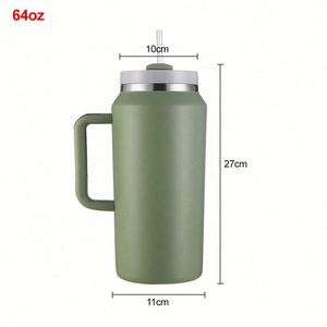 Nouvel Arrivage – Tasses de Voyage Isothermes 64oz avec Poignée – Acier Inoxydable, Couvercle Anti-fuite et Paille, OEM/ODM Disponibles - Product Image 2