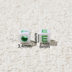 Perles carrées en acrylique 6x6mm, colorées, pour la création de bijoux, accessoires DIY - Product Image 2
