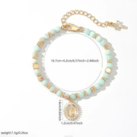 Bracelet de prière en pierre naturelle plaqué or Vierge Marie de Guadalupe, bijoux catholiques, cadeaux