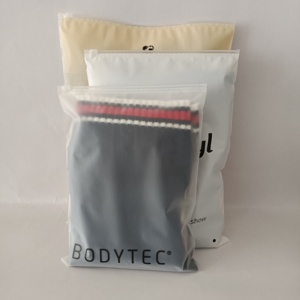 Cream Color Custom Logo Plastic Bags Frosted Polybag Zipper Packaging Bags Polybag