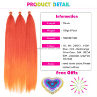 Extensions de cheveux synthétiques lisses Yaki de 28 pouces, 100g, pour tresses, soyeuses, pré-étirées, pour crochet