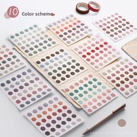 Autocollants en papier washi double face à pois couleur Morandi, étiquettes colorées en boîte pour journal, matériaux DIY