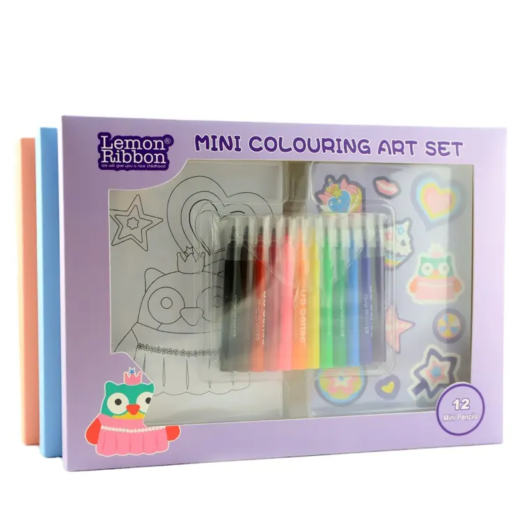 미니 DIY 색칠 선물 상자 편지지 색칠 책 스티커 12 색 수채화 펜 그리기