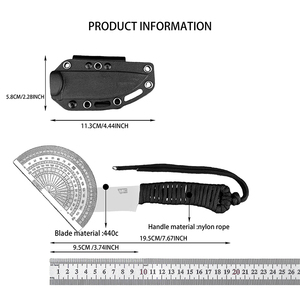 Cuchillo recto EDC de alta dureza para campo, con mango completo, herramienta multiusos para camping, supervivencia y rescate, con funda para colgar en la cintura. - Product Image 6