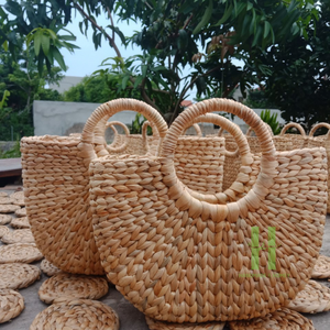 <b>Boho</b> Vintage <b>Handbag</b> Beige Water Hyacinth Bag <b>Boho</b> Straw <b>Handbag</b> Summer Beach Bag From HNH Craft Vietnam - Product Image 5