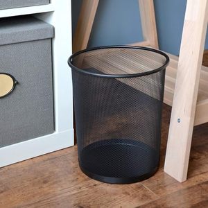 Tempat Sampah Ramah Lingkungan Berbentuk Bulat Kecil untuk Rumah dan Kantor Tanpa Tutup Hitam/Perak 9L untuk Kamar Mandi - Product Image 3