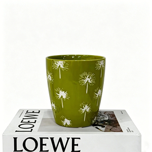 Pots à fleurs en céramique coniques de haute qualité à motif pissenlit multicolore pour la culture intérieure, la décoration de la maison et l'aménagement de bureaux - Product Image 6
