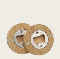 Ouvre-bouteille aimanté rond en bambou avec logo personnalisé, design vierge pour bouteilles de bière