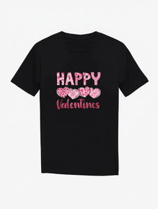 T-Shirt da Donna Taglie Forti per San Valentino, Collo Tondo, Manica Corta, Casual, Stampa Cuore Rosa, Design per la Festa degli Innamorati - Product Image 1