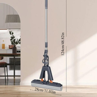 Balai Éponge Auto-Essoreur Joybos pour Nettoyage de Sol, avec 1 Tête d'Éponge PVA, Balai Éponge Sans Mains