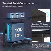 Height Adjustable Computer Tower Stand, 2-Tier Case CPU Holder Cart Under Desk Mobile PC Stand Laptop Standing Table Accessories