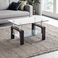 Nouvelle conception 2026 Quantité minimale de commande 30 pièces Style américain 2026 Prêt à expédier Table basse moderne de luxe léger à finition brillante avec plateau en verre