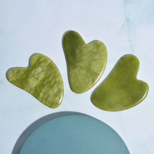 Alat pijat kerokan kecantikan Gua Sha papan Guasha buatan tangan 100% batu giok alami untuk akupuntur SPA dengan kotak hadiah logam timah - Product Image 2