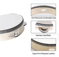 Tambourin miniature personnalisé de 4 pouces en bois et métal, instrument de musique éducatif, idéal pour les fêtes, les églises, les mariages