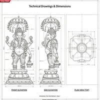 YOUFINE Statue de Ganesha en bronze coulé grandeur nature, multi-bras, debout, avec parapluie et cloches, sculpture de dieu hindou pour temple et jardin