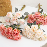 Bouquet di Seta Artigianale All'Ingrosso, Fiore Artificiale di Rosa Retrò di Alta Qualità a 7 Teste per Decorazioni di Ringraziamento, Matrimoni ed Eventi Domestici