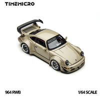 Modèle de voiture miniature TimeMicro TM 1:64 en métal moulé sous pression, édition Beige Auto Show, RWB 964