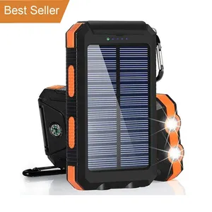 Power bank tenaga surya 20000 4 in 1, power bank tenaga surya tahan air, pengisi daya usb baterai 20000mah untuk ponsel tablet pintar