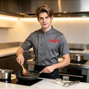 เสื้อแจ็คเก็ตครัวพิมพ์ลายโลโก้ตามสั่งสำหรับผู้ชาย ชุดยูนิฟอร์มเชฟร้านอาหาร - Product Image 3