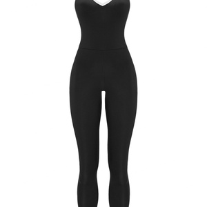 Combinaison de yoga et de fitness pour femmes, dos nu, jambes larges, design ajouré, matière Spandex/Nylon, respirante, extensible dans quatre directions, séchage rapide - Product Image 4