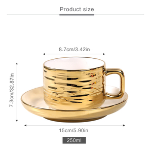 Nuovo Design Lussuoso <span class=keywords><strong>Set</strong></span> di Tazza e <span class=keywords><strong>Piattino</strong></span> in Porcellana Ecologica <span class=keywords><strong>con</strong></span> Finiture Oro e Argento, Tazza <span class=keywords><strong>da</strong></span> Caffè Turco - Product Image 3
