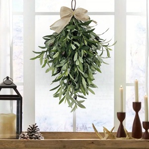 Couronne d'olivier en plastique <span class=keywords><strong>Grace</strong></span> New Beginnings de 60*40 cm avec nœud pour la décoration de porte au printemps et en été - Product Image 1