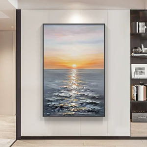Dipinto a <span class=keywords><strong>Olio</strong></span> su Tela Fatto a Mano, Arte Moderna di Paesaggi Marini, Scenografia Marina Testurizzata per Decorazione Murale del Soggiorno - Product Image 2