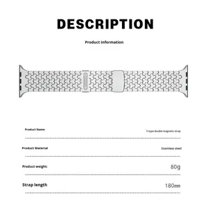 Bracelet à maillons en acier inoxydable à libération rapide pour Apple Watch toutes séries 10 11 46 mm 42 mm Ultra 49 mm, bracelet magnétique en métal - Product Image 2