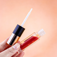 Gloss à lèvres liquide brillant scintillant, rouge à lèvres avec capuchon doré, tube transparent 5 ml, format voyage carré, couleurs personnalisées, maquillage teinté pour les lèvres, marque privée