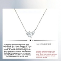 Collana da Donna con Certificato GRA, Moissanite Taglio a Pera VVS1 Colore D 1,5ct, Placcata in Oro 18K, Argento Sterling 925, Catena a Croce