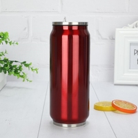 Gobelet en acier inoxydable de ml 17 oz, double paroi, isolé sous vide, bouteille d'eau, avec paille et couvercle