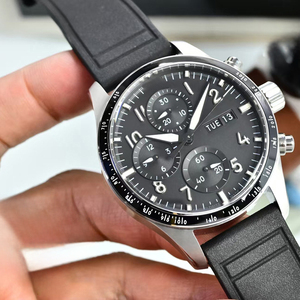 High-end Elite Automatic Sapphire Chronograph Date Weekly Emerald Green Luminous Matte Black <b>Case</b> Rubber Strap Mens Pilot <b>Watch</b> - Product Image 2