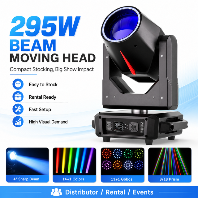 Professional 295W HID Beam Moving Head Light with 4 Degree Sharp
Beam Gobo Prism RGB Ring Effect for DJ Stage
