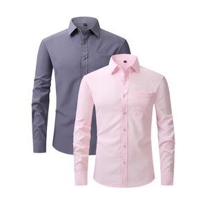 Chemise décontractée pour <span class=keywords><strong>homme</strong></span>, extensible dans quatre directions, infroissable et sans repassage, style professionnel simple, technique de teinture unie fine - Product Image 1