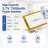 Batterie au lithium polymère rechargeable personnalisée 3,7 V 7500 mAh, batterie LiPo haute densité pour alimentation portable en extérieur