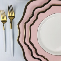 Assiettes de présentation modernes en porcelaine motif tournesol Besta, avec bord doré, pour mariage, vaisselle de luxe pour la maison