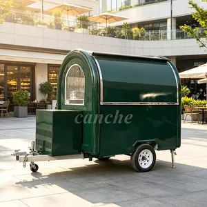 Camion de restauration mobile standard UE, chariot de restauration vert, mini-remorque à pizza et snacks à vendre - Product Image 1