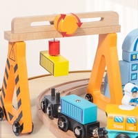 Nouveau design, haute qualité, unique, ensemble de 90 pièces de rails de train en bois avec blocs de scénario, jouets électriques pour garçons, véhicules pour enfants