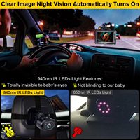 Caméra de voiture pour bébé 1080P HD Plug-and-Play Moniteur 4,3 pouces Écran IPS Pare-soleil 150° Grand angle 360° Pivotant Caméra arrière Vision nocturne