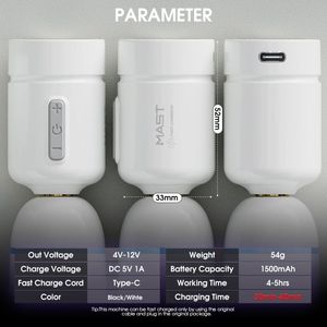Alimentation électrique pour tatouage <span class=keywords><strong>Dragonhawk</strong></span>, mini, sans fil, portable, RCA, batterie au lithium 1500 mAh - Product Image 6
