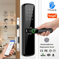 Serrure intelligente connectée Tuya WiFi TTlock avec capteur d'empreintes digitales biométrique, mot de passe, clé, coffre-fort numérique, sécurité domestique, antivol